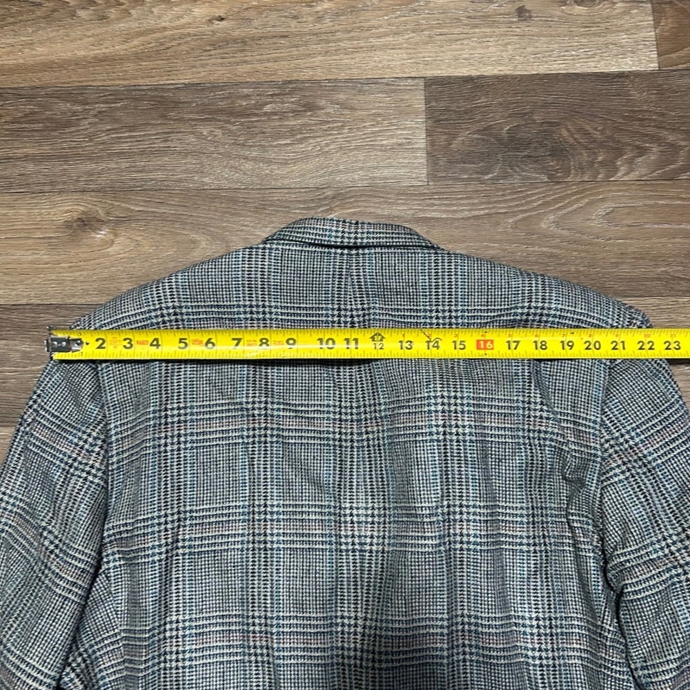 Tom James Blazer Mens 48L Grey Glen Plaid Wool Two Button Custom Sport Coat - Picture 6 of 7